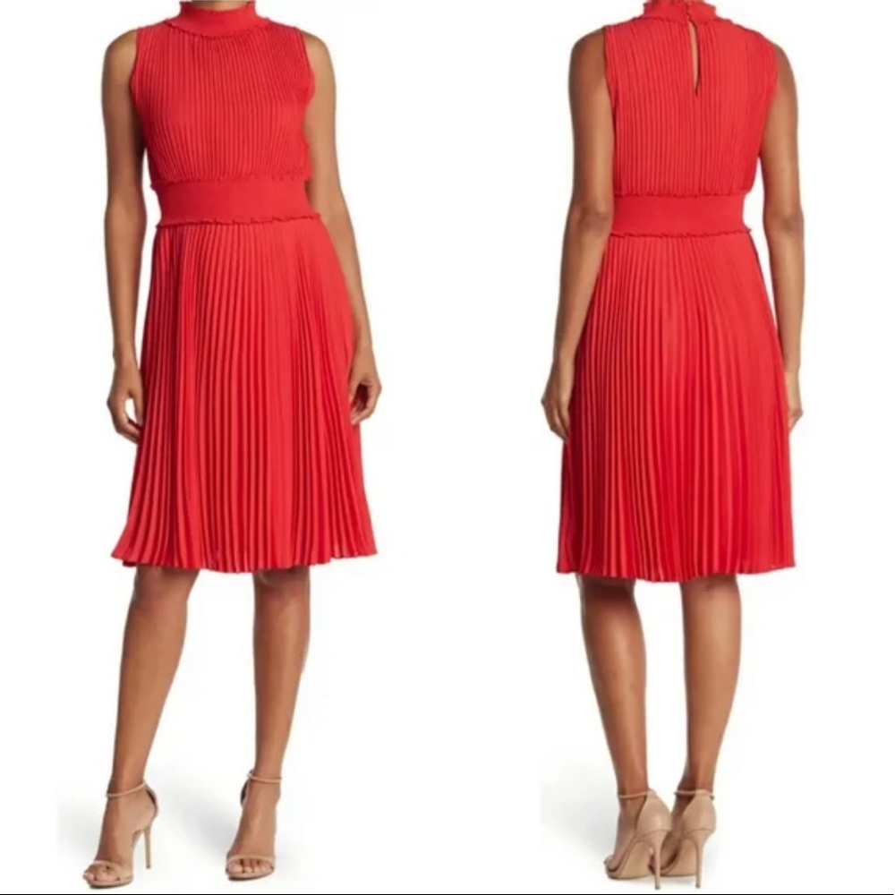 NANETTE‎ LEPORE Pleated Sleeveless Dress in Crimson Ruby Size 10